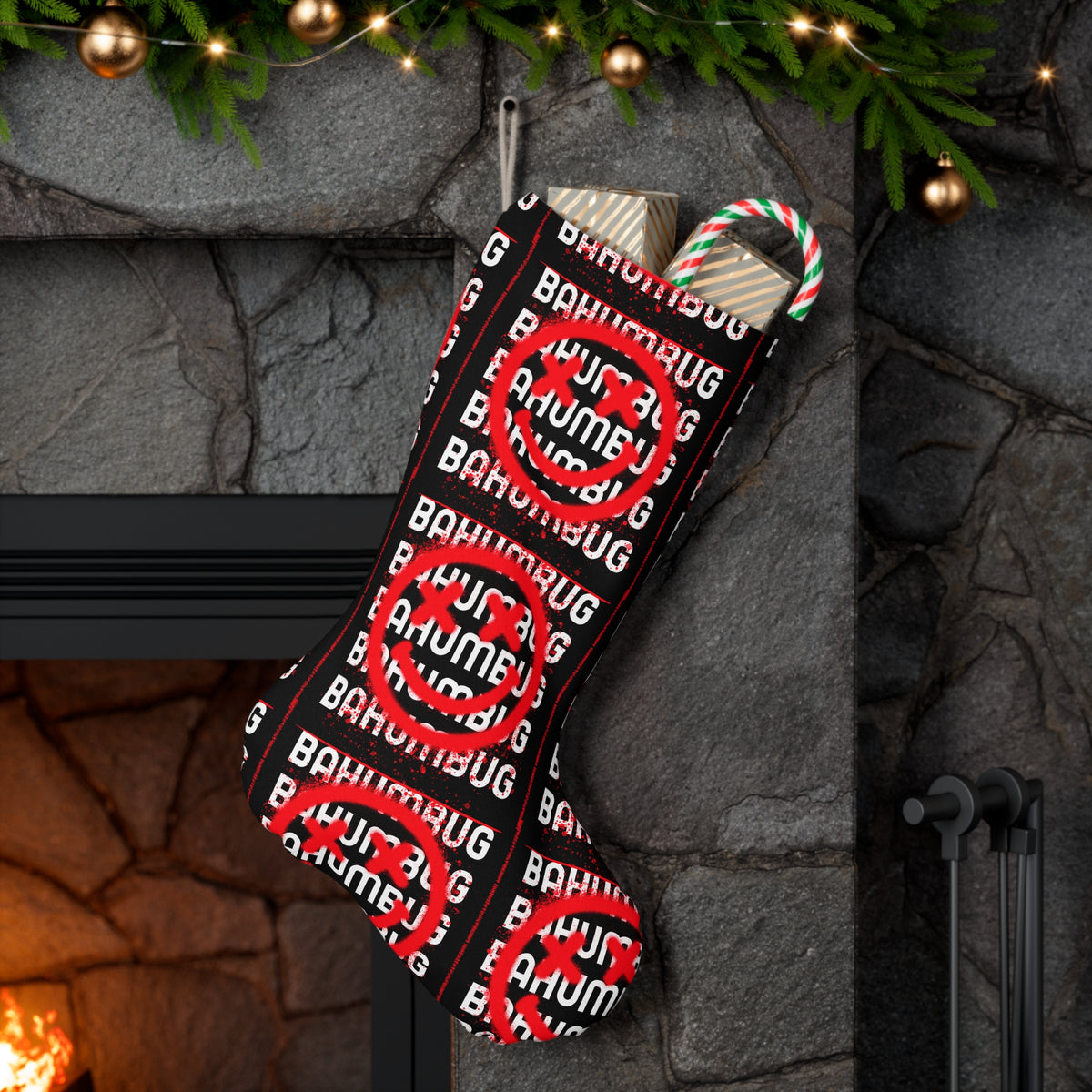 HOLIDAY Bah Humbug Santa Stocking