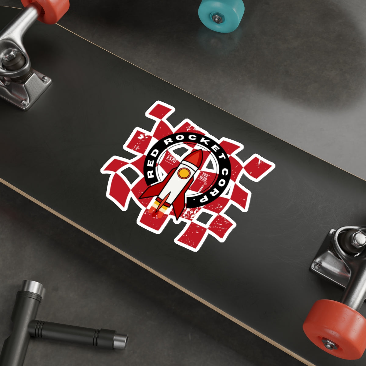 Red Rocket Corp. Fallout Die-Cut Sticker — Retro Rocket Logo Sticker for Laptops, Water Bottles & Gear