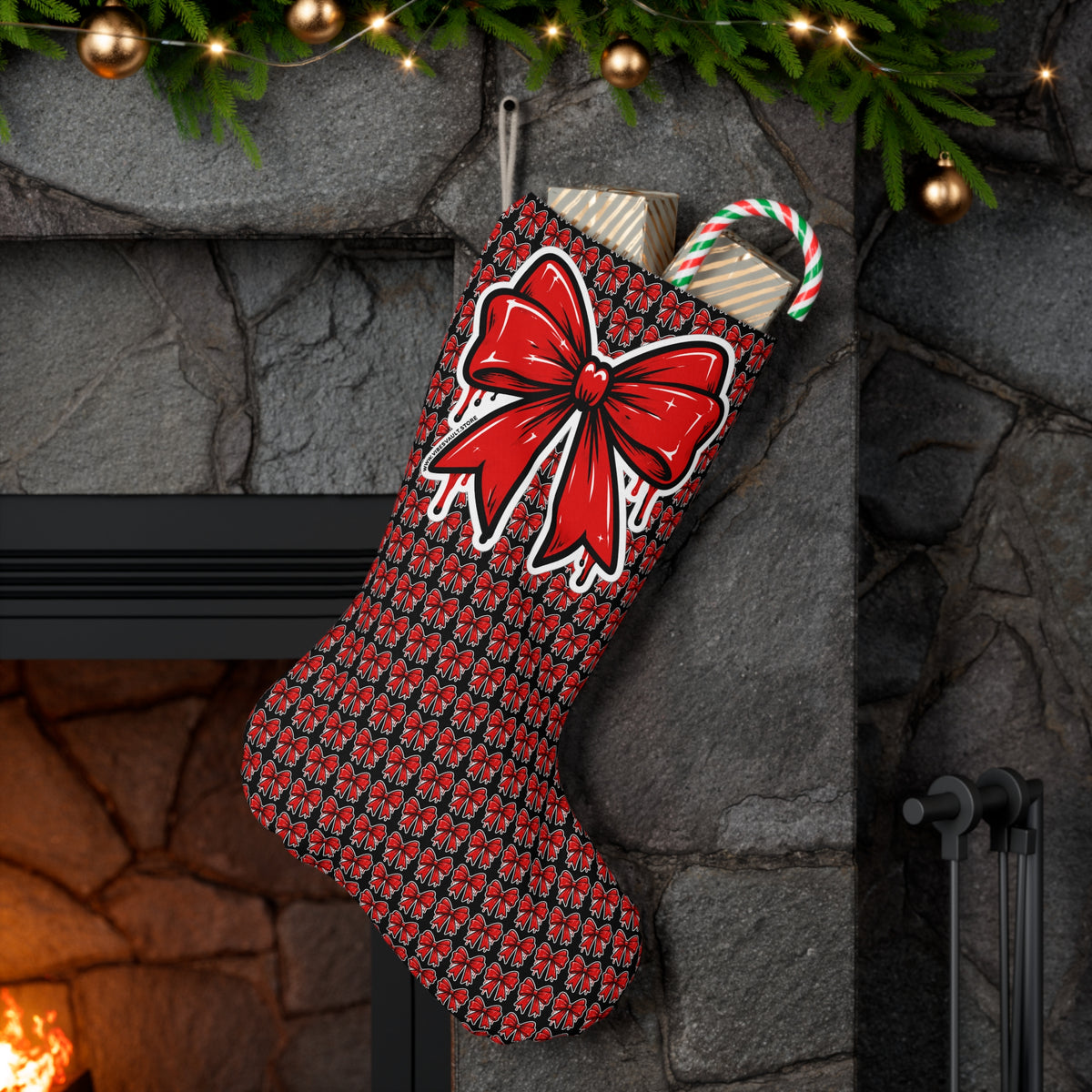 Red Bow Christmas Stocking