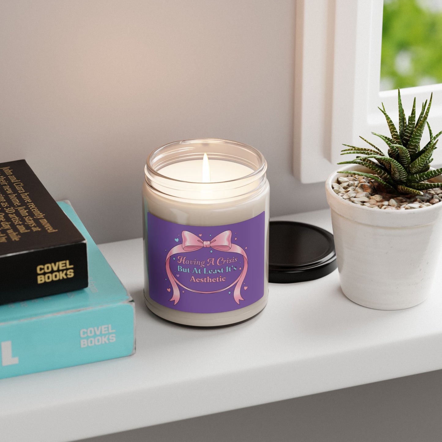 Having A Crisis But At Least It’s Aesthetic Soy Candle | Coquette Ribbon Humor, Pastel Lace