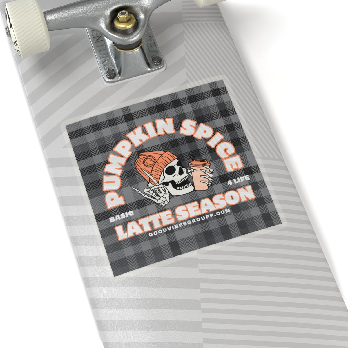 Skeleton Pumpkin Spice Latte Stickers Black