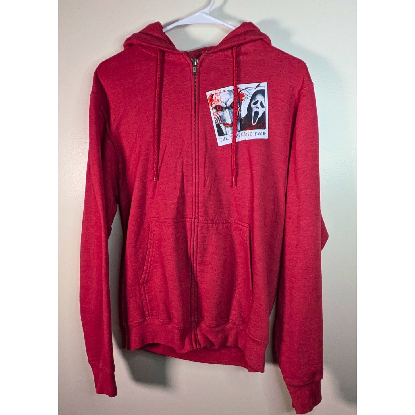 Red Jigsaw and Scream Inspired Zip-Up Hoodie