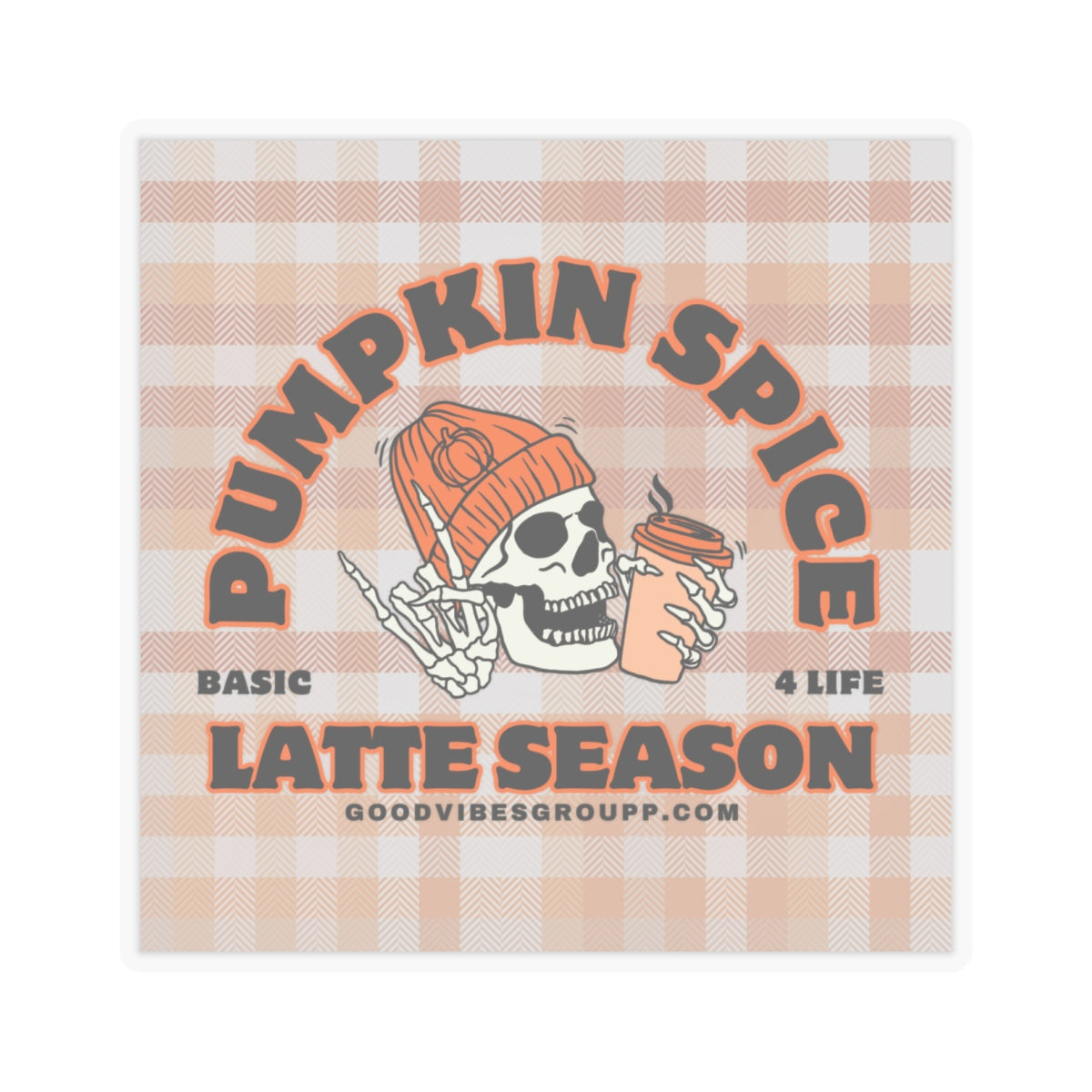 Skeleton Pumpkin Spice Latte Stickers Orange