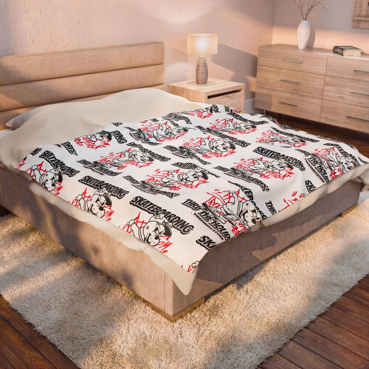HOLIDAY Skateboarding Through the Holidays Velveteen Plush Blanket