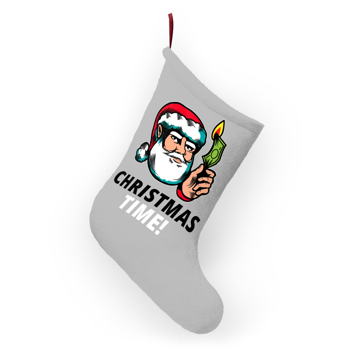 HOLIDAY Santa Burning Money Christmas Stockings