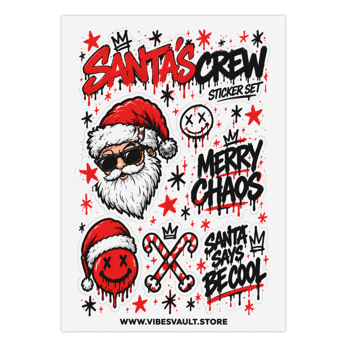 Santa's Crew Sticker Sheet — Merry Chaos Holiday Sticker Pack