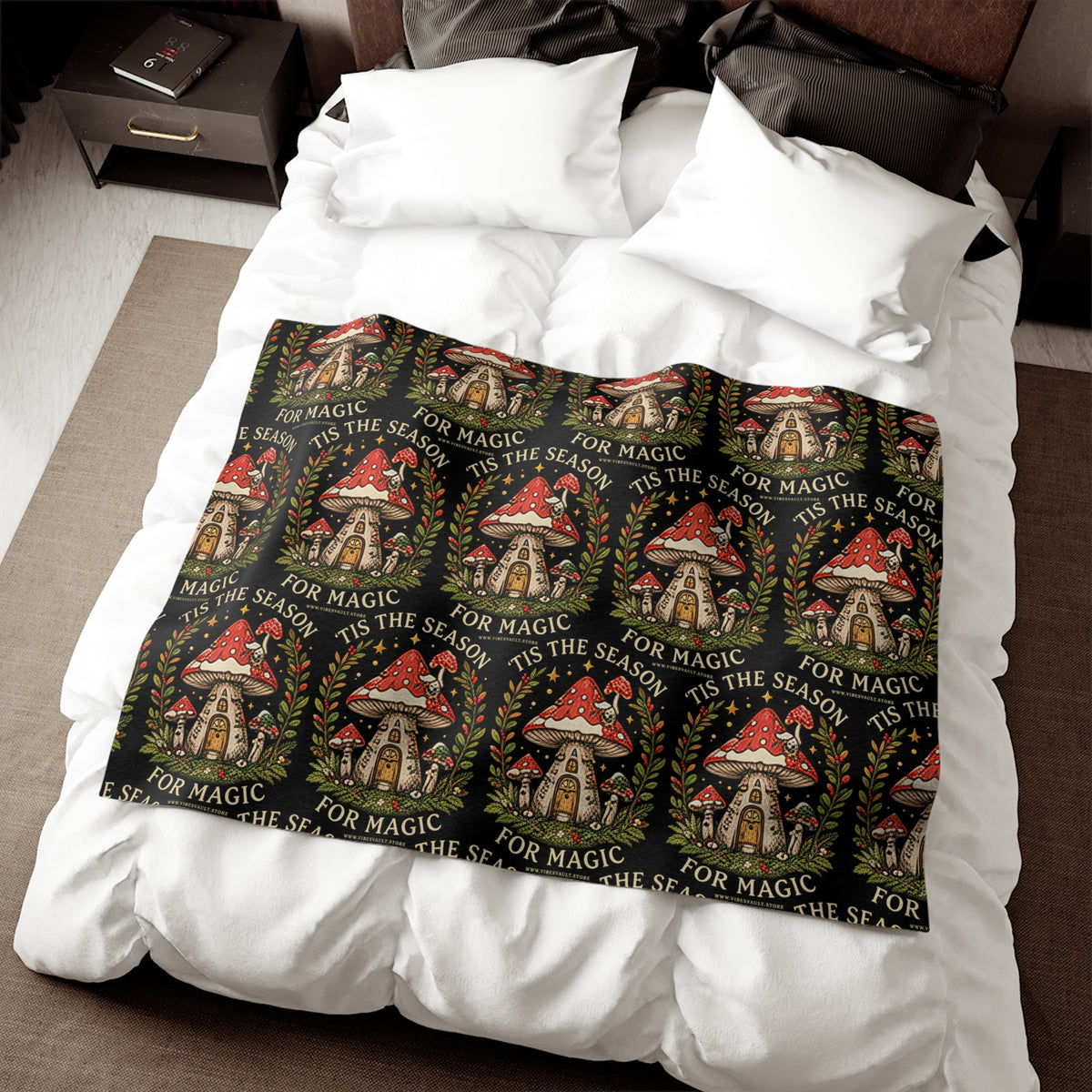 Fungi Magic Is in the Season Mushroom Holiday Sweatshirt Blanket