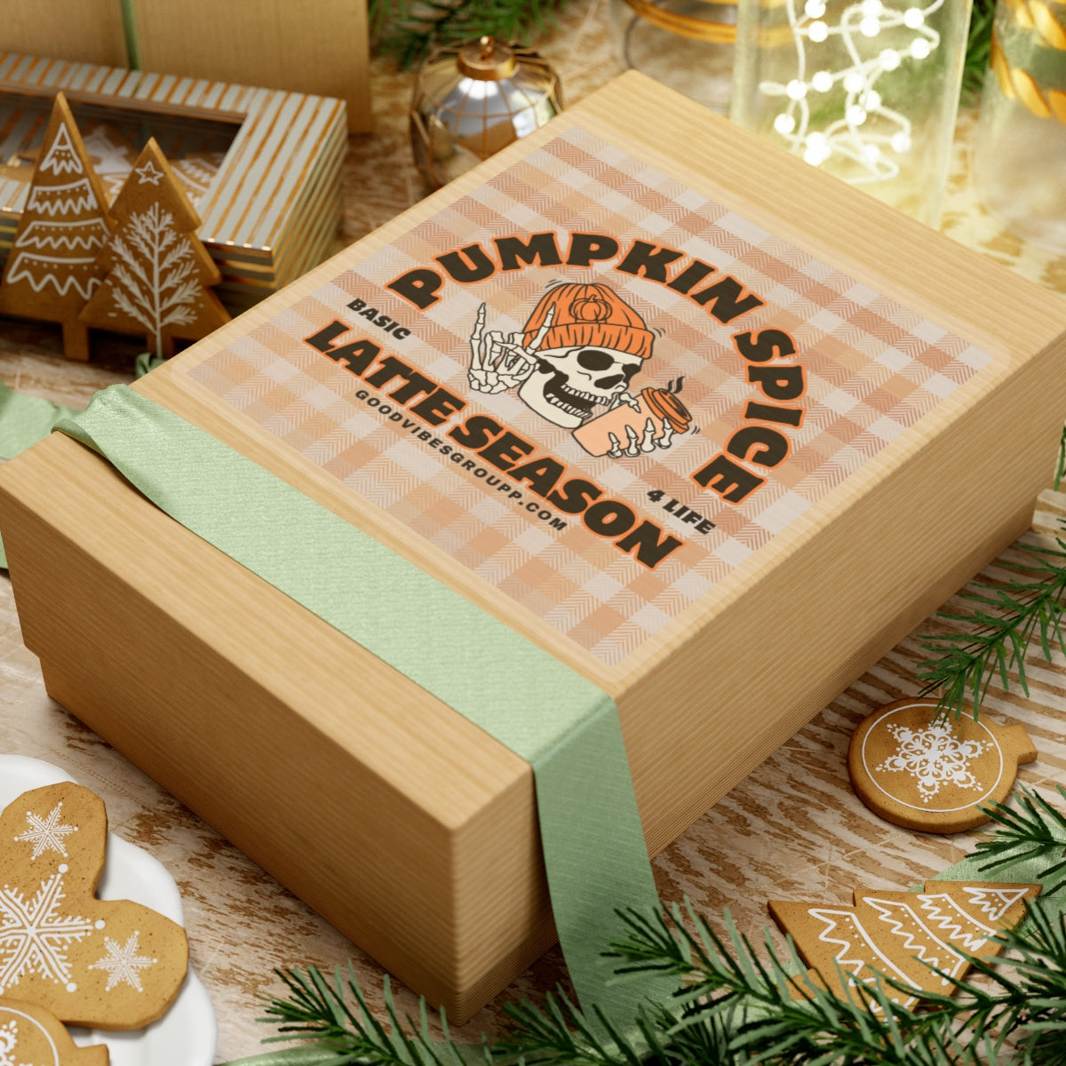 Skeleton Pumpkin Spice Latte Stickers Orange