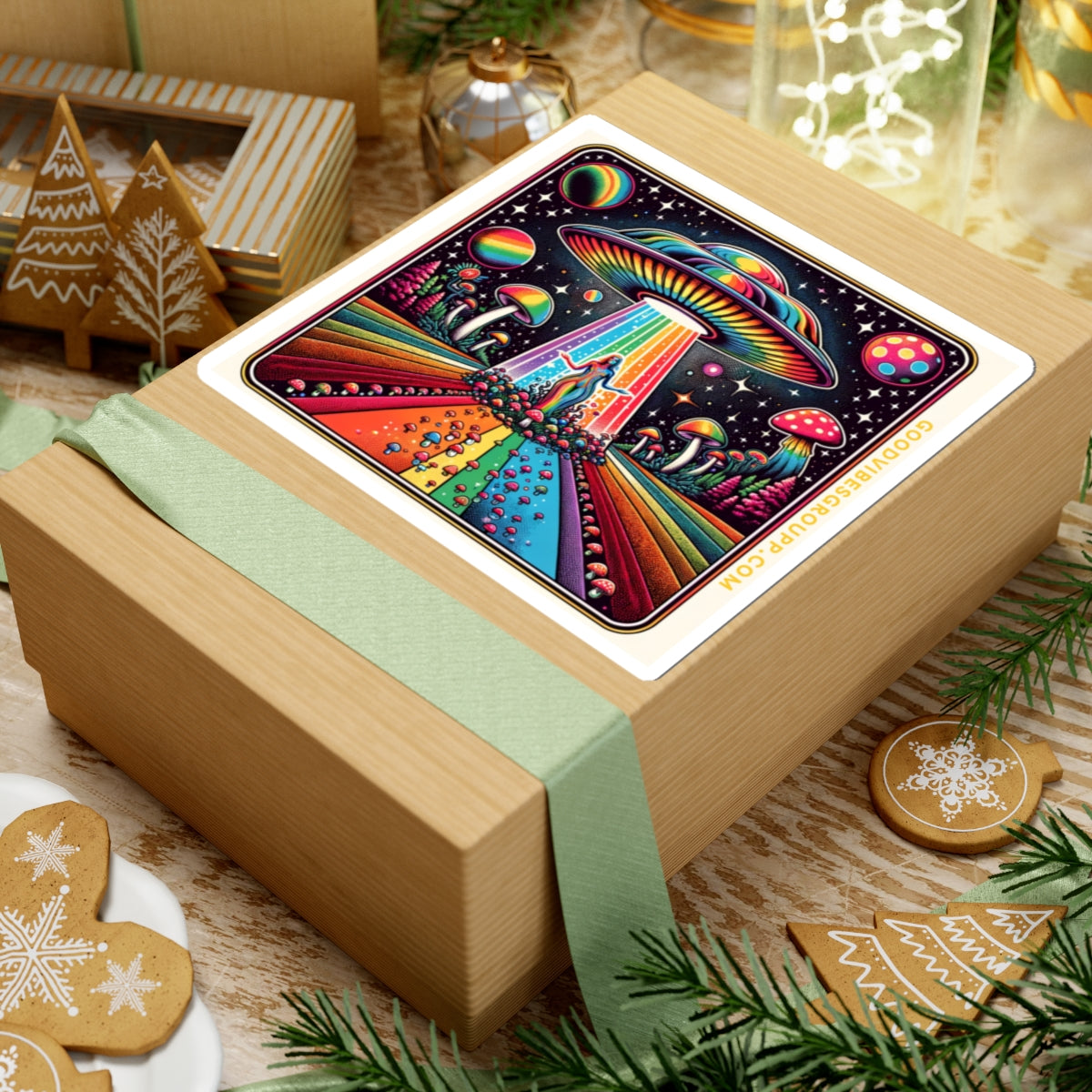 Sticker Rainbow UFO Space