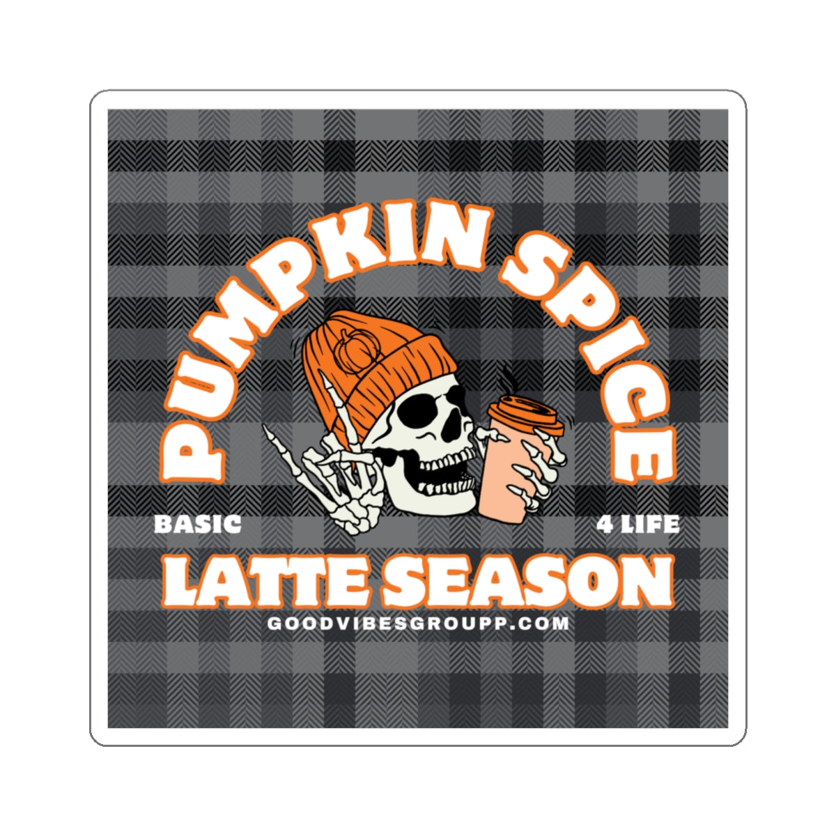 Skeleton Pumpkin Spice Latte Stickers Black