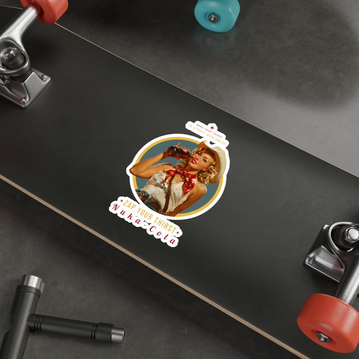 Die-Cut Sticker — Fallout Retro Pinup 'Zap Your Thirst' Nuka-Cola Vintage Soda Decal