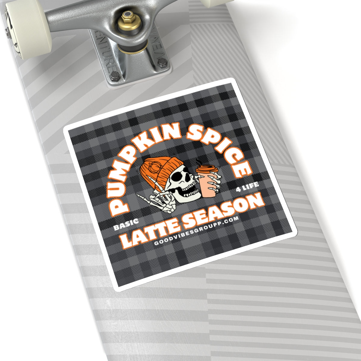 Skeleton Pumpkin Spice Latte Stickers Black