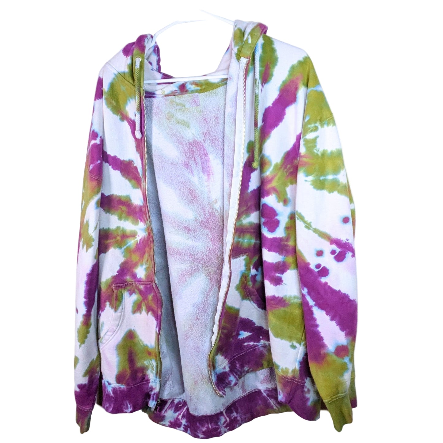 Tie-Dye Zip-Up Hoodie with Beetlejuice Inspired Graphic
