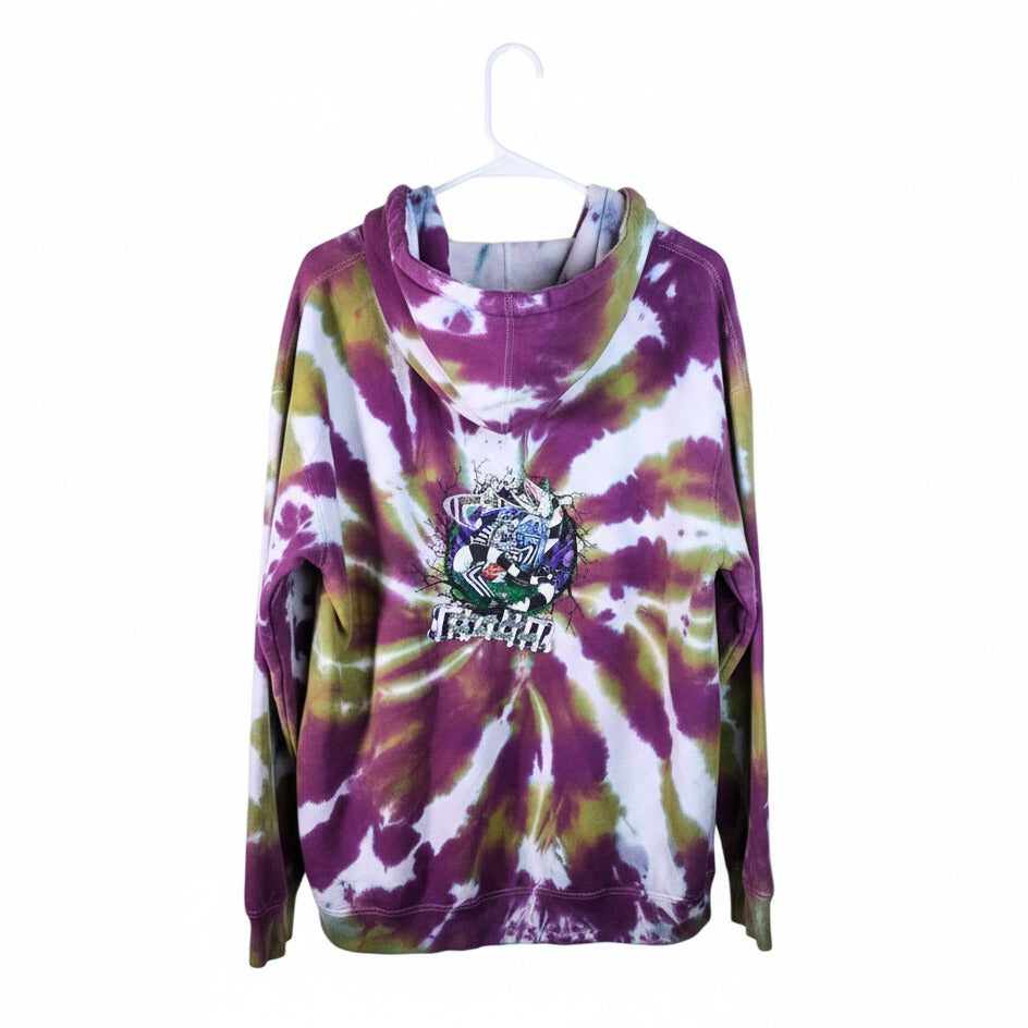 Tie-Dye Zip-Up Hoodie with Beetlejuice Inspired Graphic