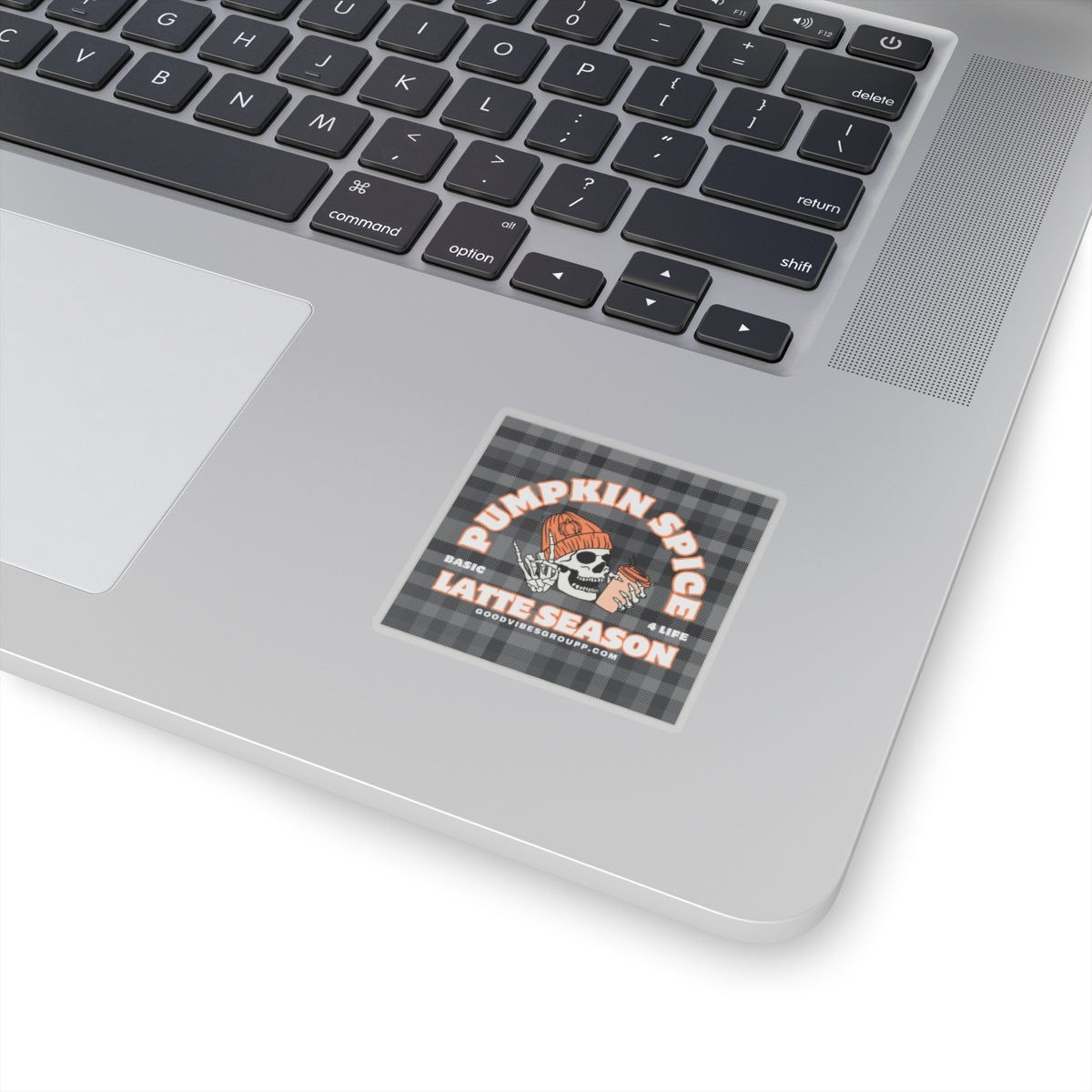 Skeleton Pumpkin Spice Latte Stickers Black