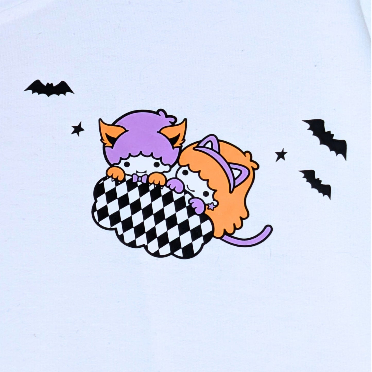 White Crop Hoodie with Kawaii Inspired Little Twin Stars