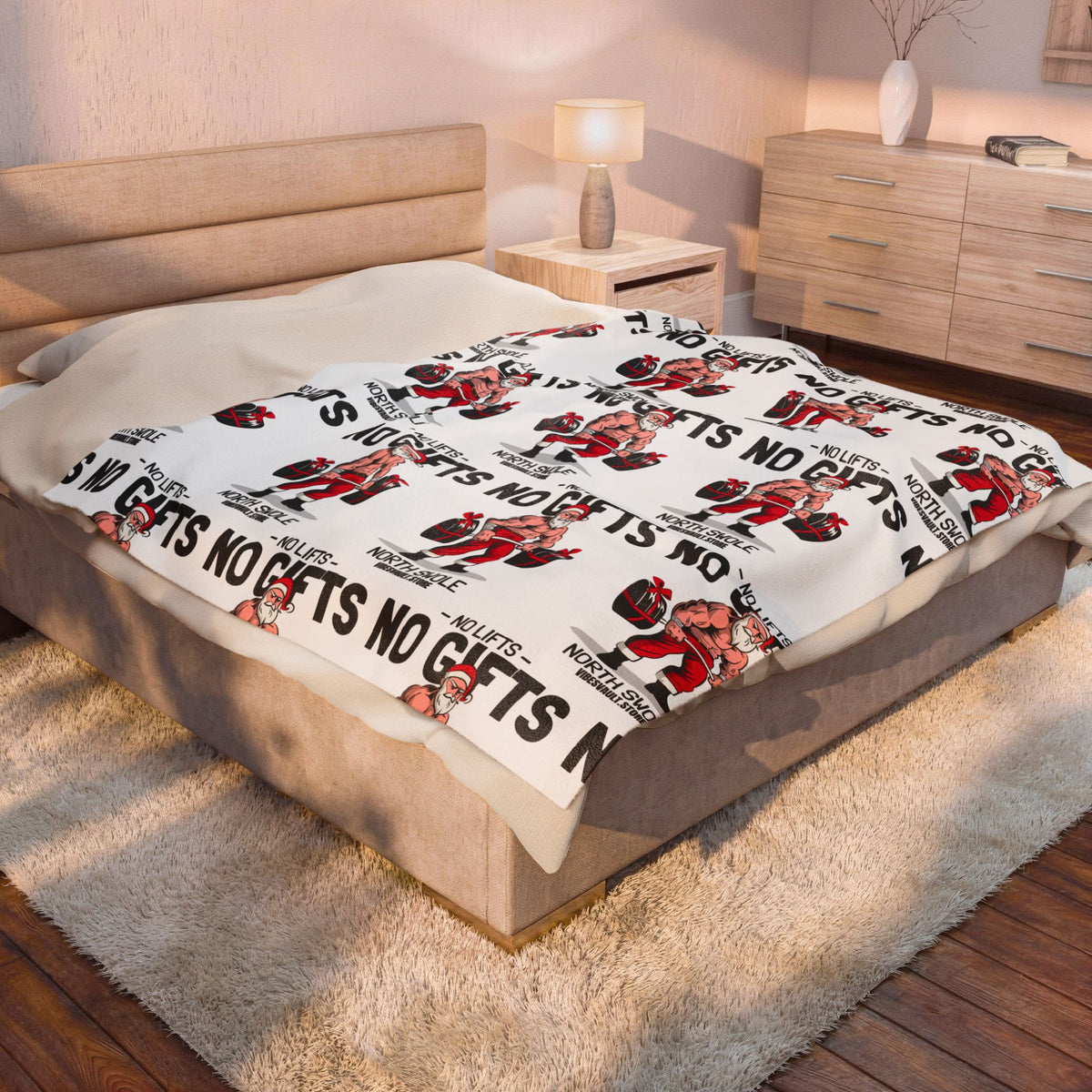 No Lifts No Gifts Santa Velveteen Plush Blanket