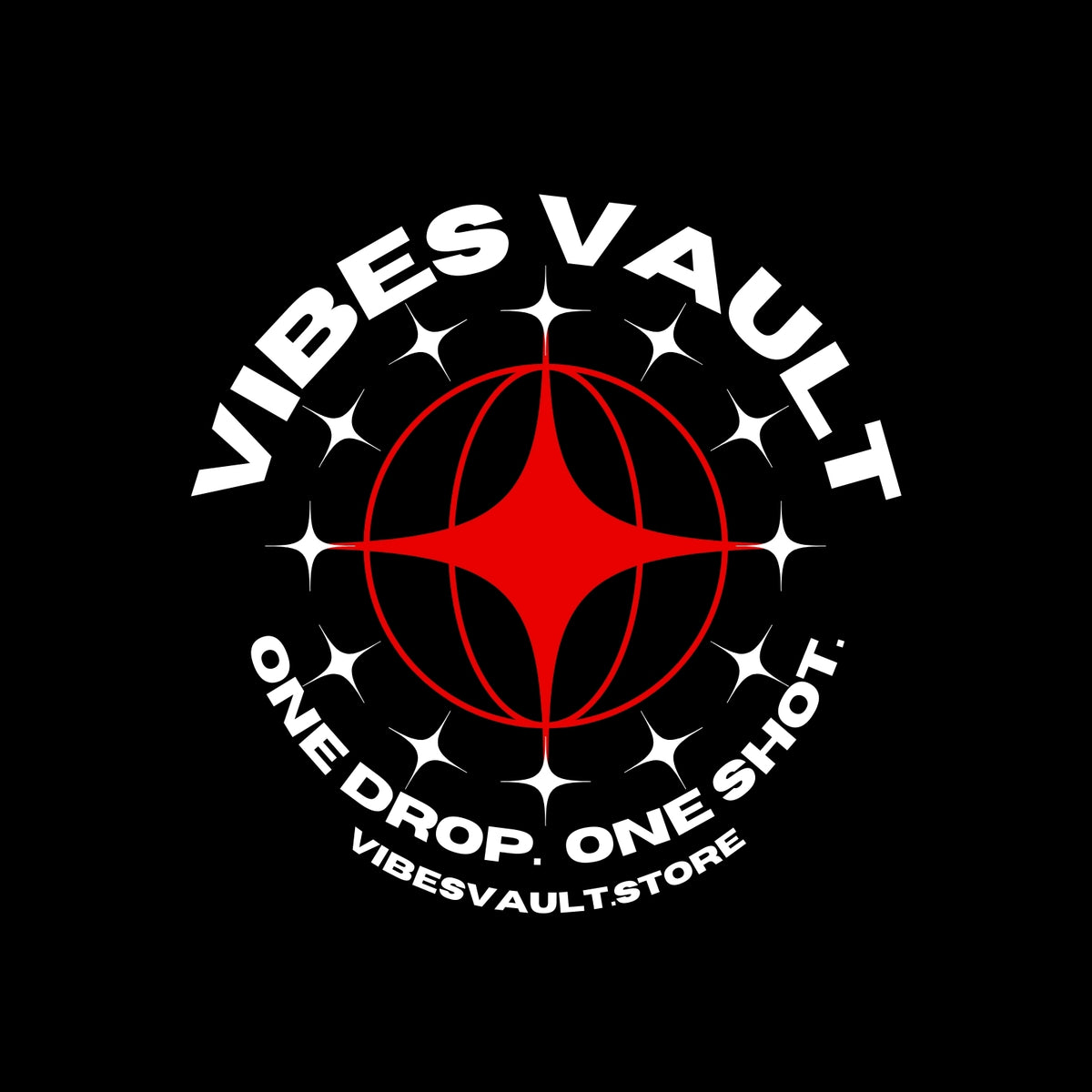 Vibes Vault Logo Sweatshirt with Globe Stars Unisex Heavy Crewneck