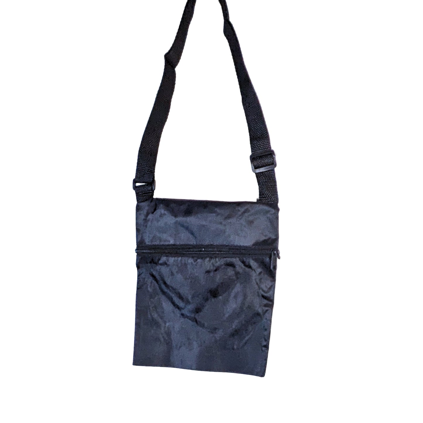 Zip-Close Crossbody Black Bag with Kawaii Twin Stars