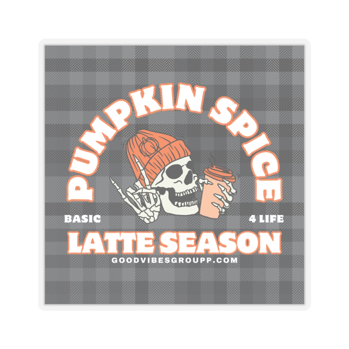 Skeleton Pumpkin Spice Latte Stickers Black