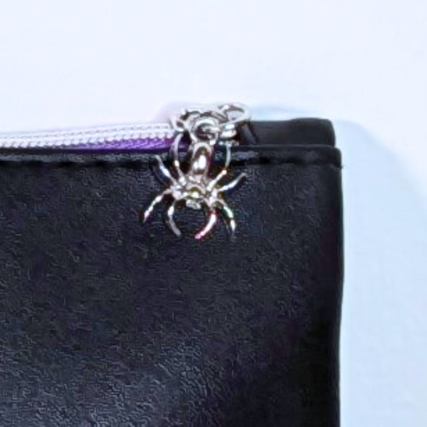 Zip-Close Black Pouch with Spider Keychain
