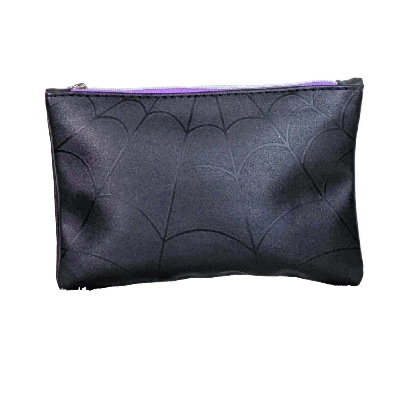 Zip-Close Black Pouch with Spider Keychain