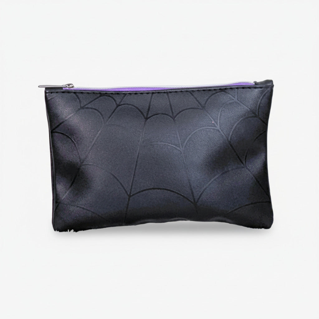 Zip-Close Black Pouch with Spider Keychain