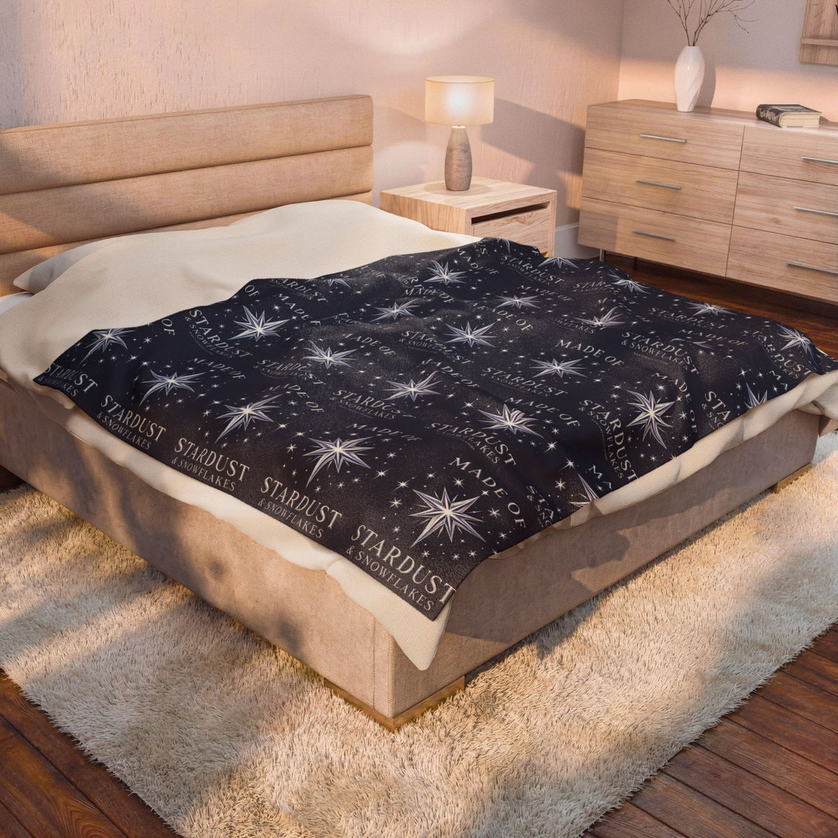 Stardust and Snowflakes Velveteen Plush Blanket