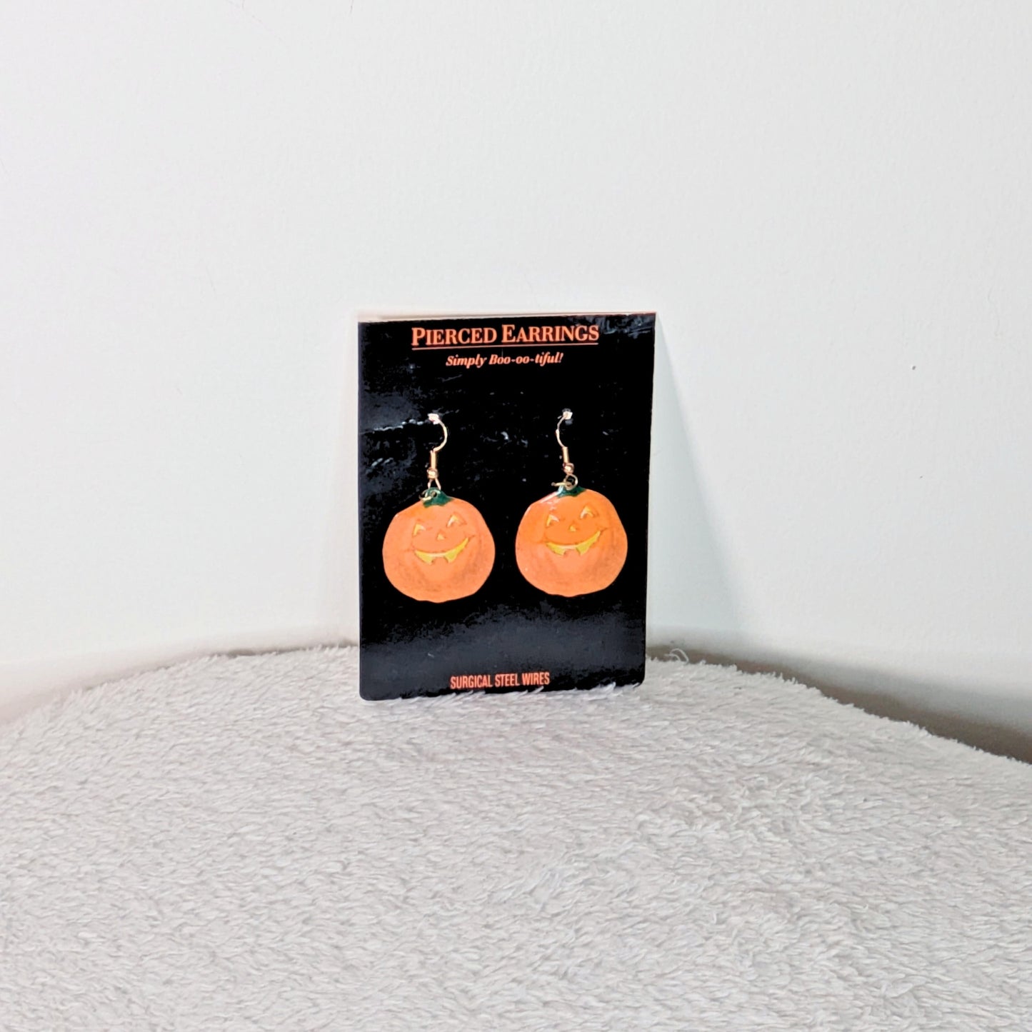 Smiling Pumpkin Jack-O'-Lantern Dangle Earrings