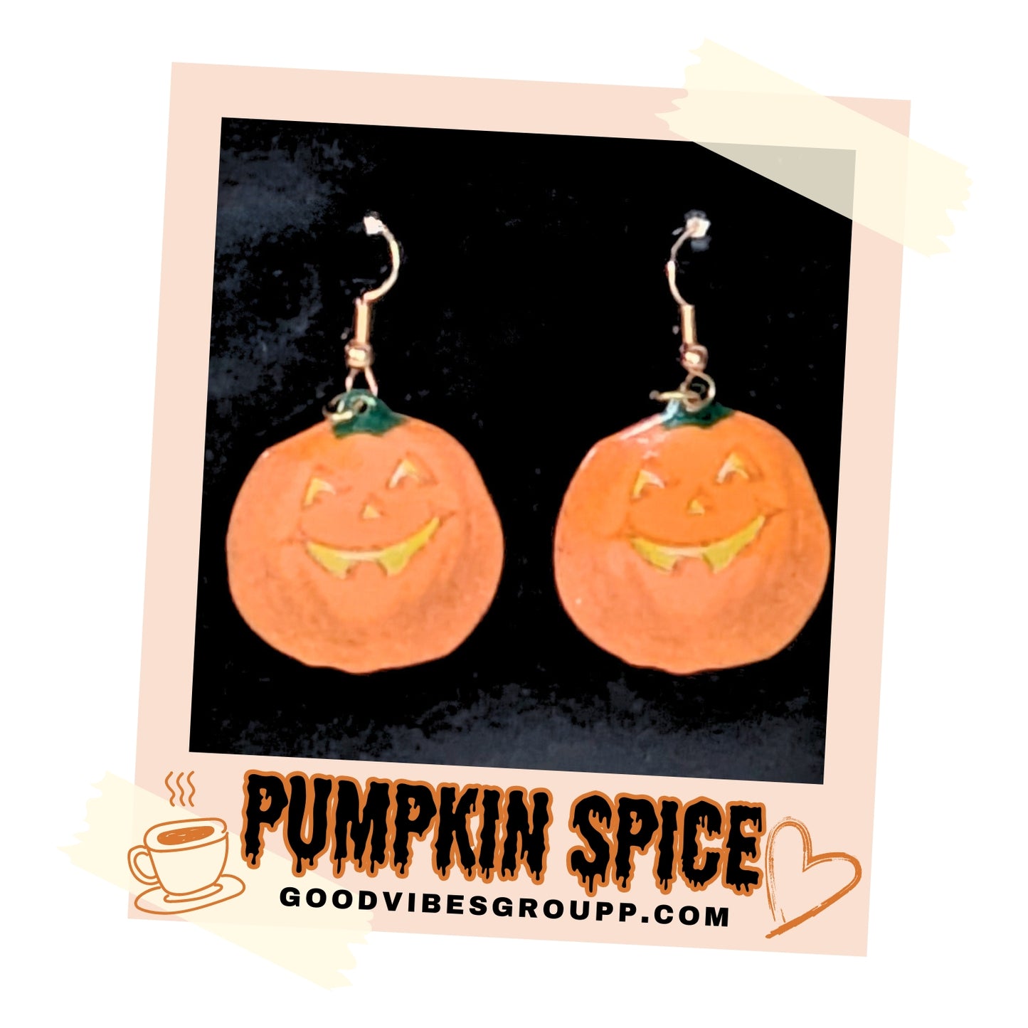 Smiling Pumpkin Jack-O'-Lantern Dangle Earrings