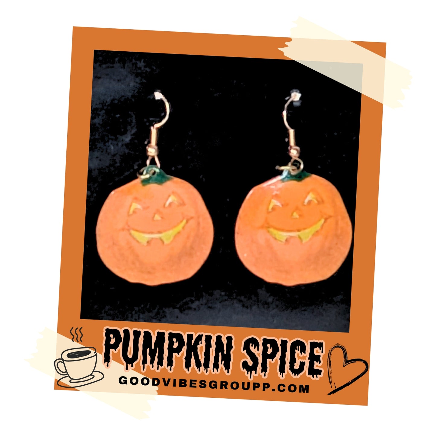 Smiling Pumpkin Jack-O'-Lantern Dangle Earrings