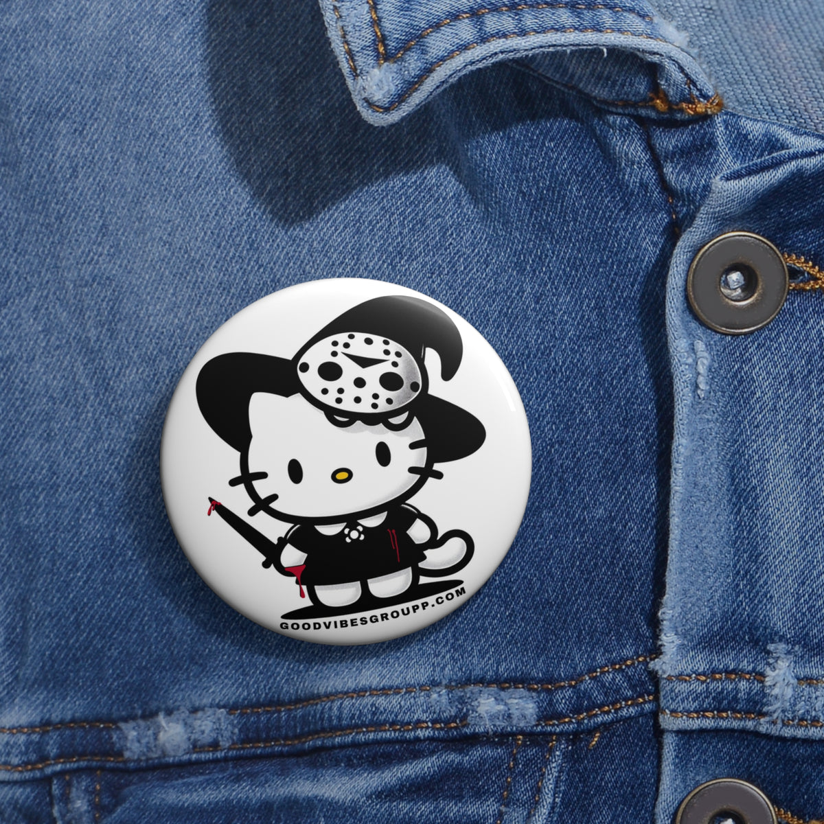 Killer Hockey Cat Pin Buttons Halloween Costume