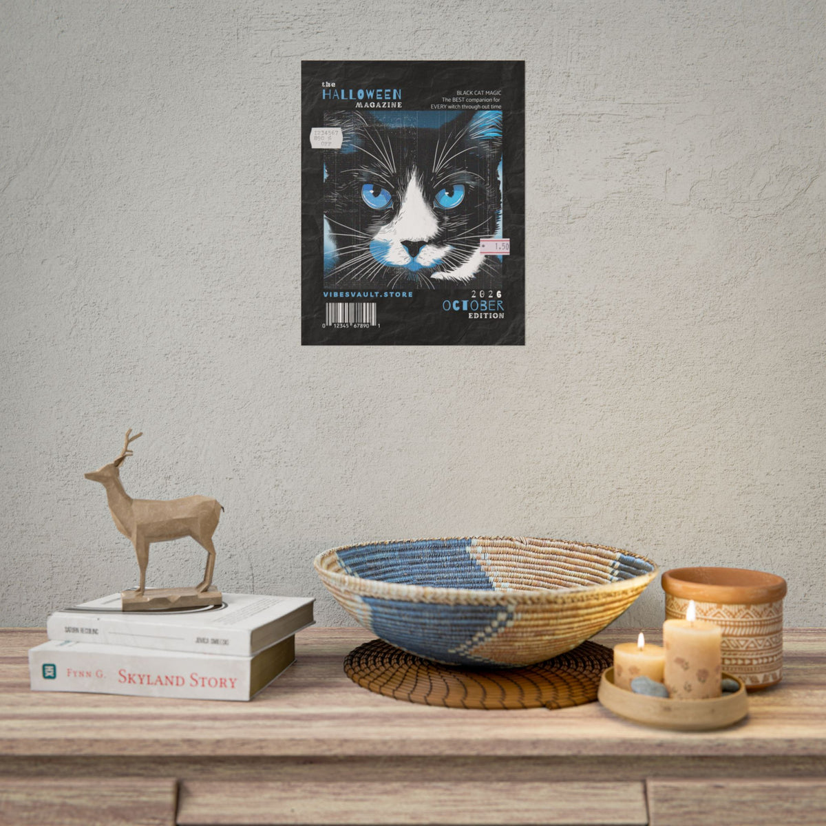Halloween Cat Poster - "Black Cat Magic" October Magazine Cover