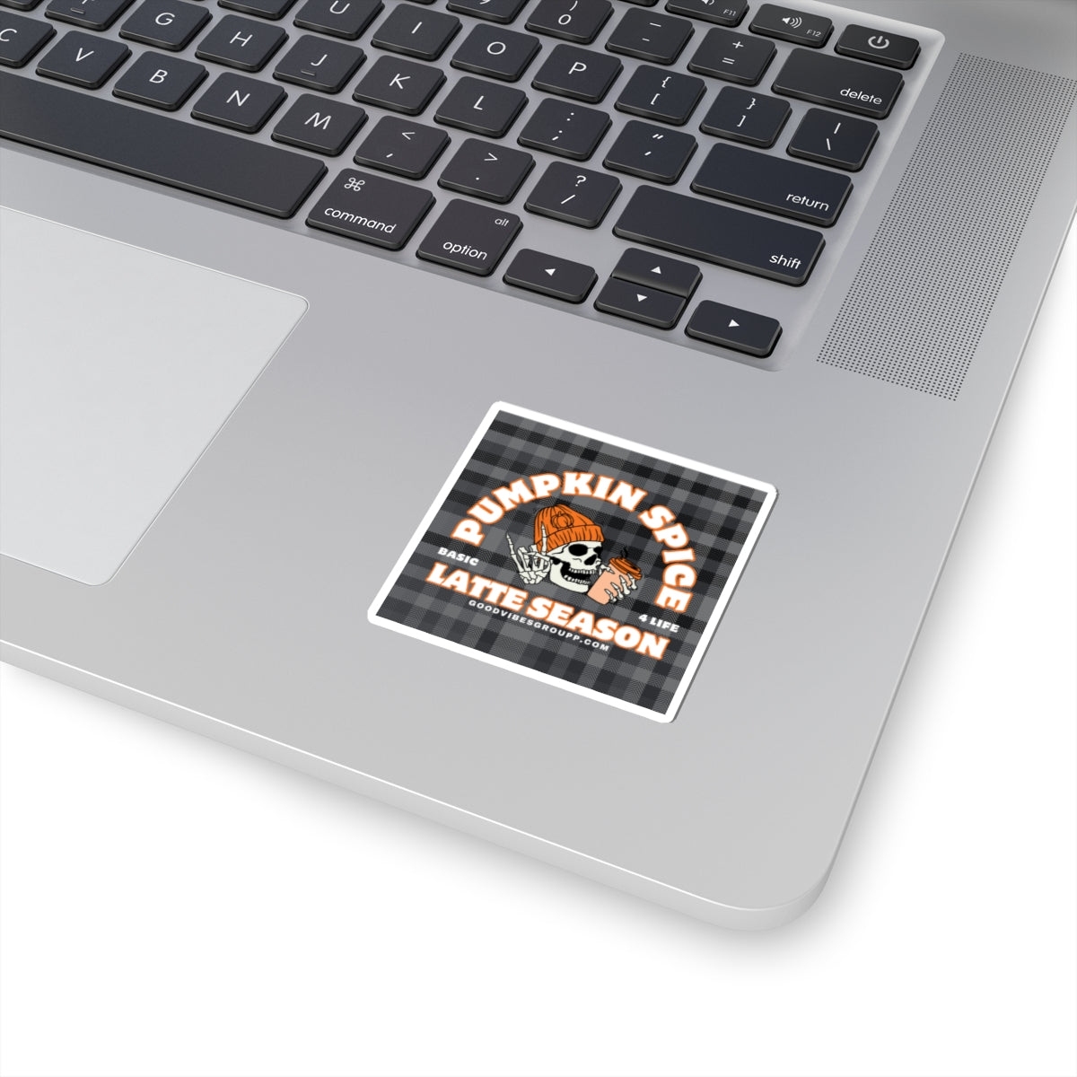 Skeleton Pumpkin Spice Latte Stickers Black