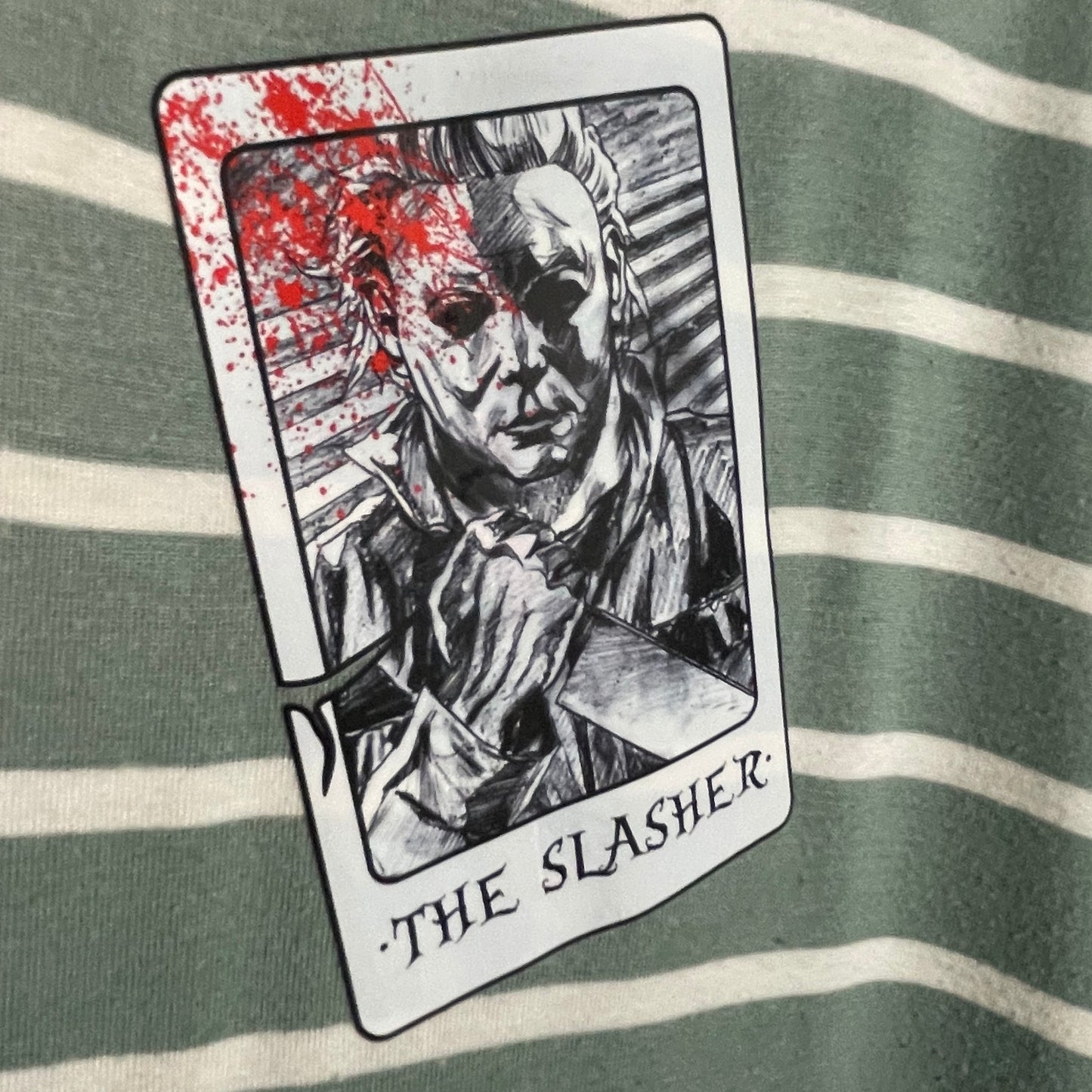 Green Striped Halloween Movie Michael Myers T-Shirt