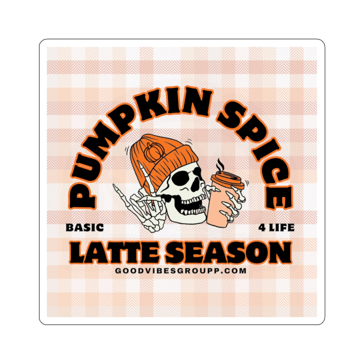 Skeleton Pumpkin Spice Latte Stickers Orange