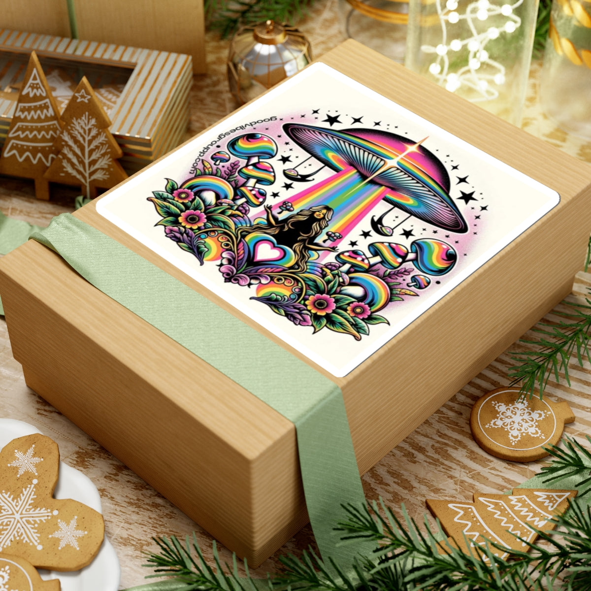 Rainbow UFO Sticker