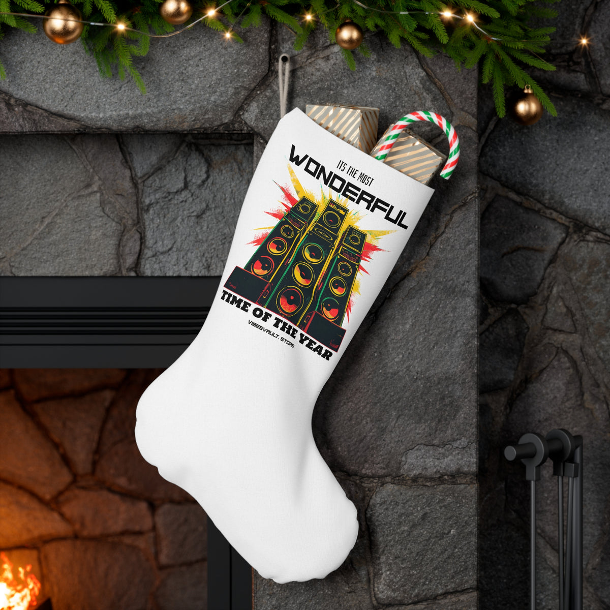 Christmas Speaker Stack Stocking – "It's the Most Wonderful Time of the Year" Holiday Stocking for Music Lovers