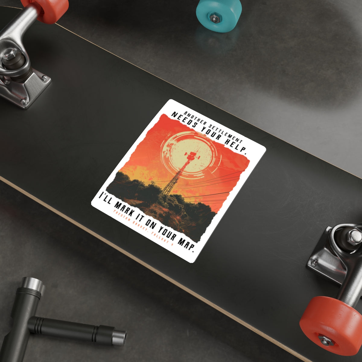 Fallout Preston Sticker — Vintage Radio Tower Die-Cut Decal