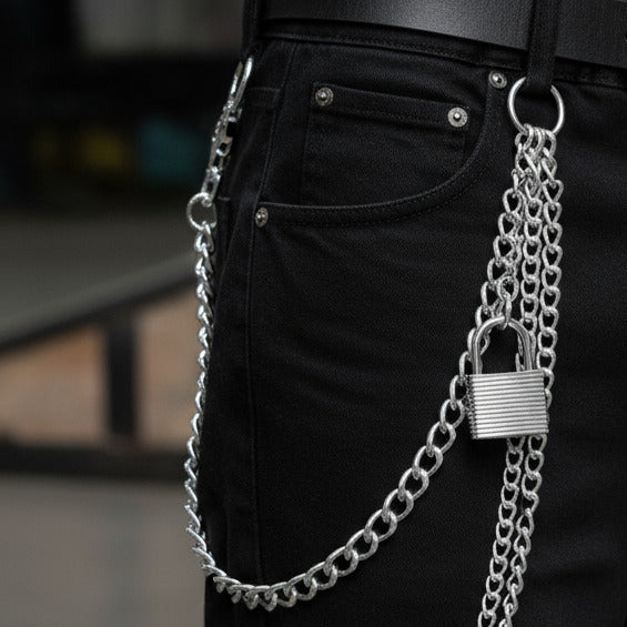Heavy Lock Silver Metal Chains