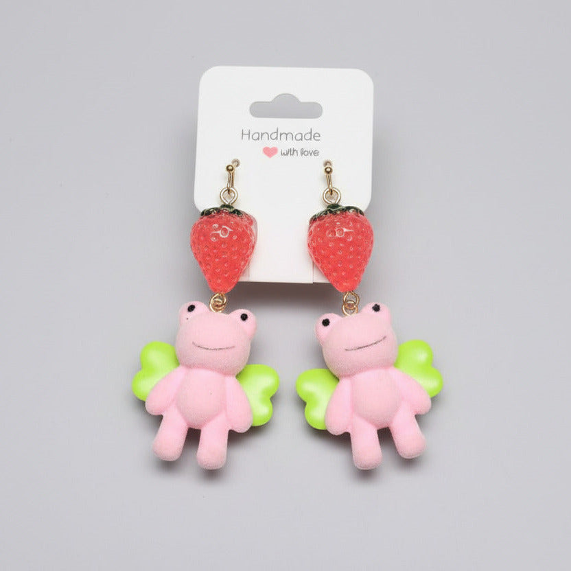 🐸 Fairy Frog Strawberry Earrings
