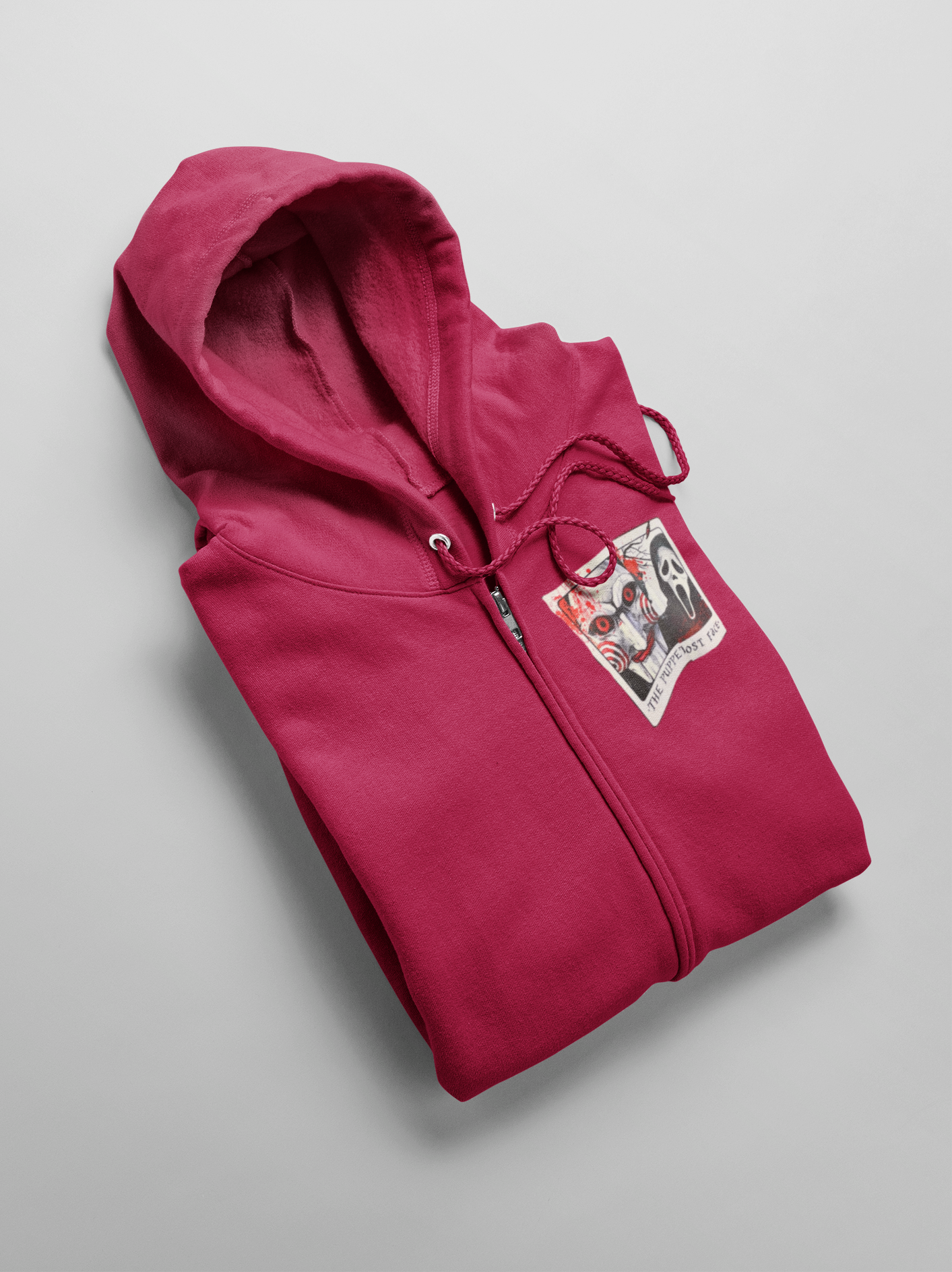 Red Jigsaw and Scream Inspired Zip-Up Hoodie