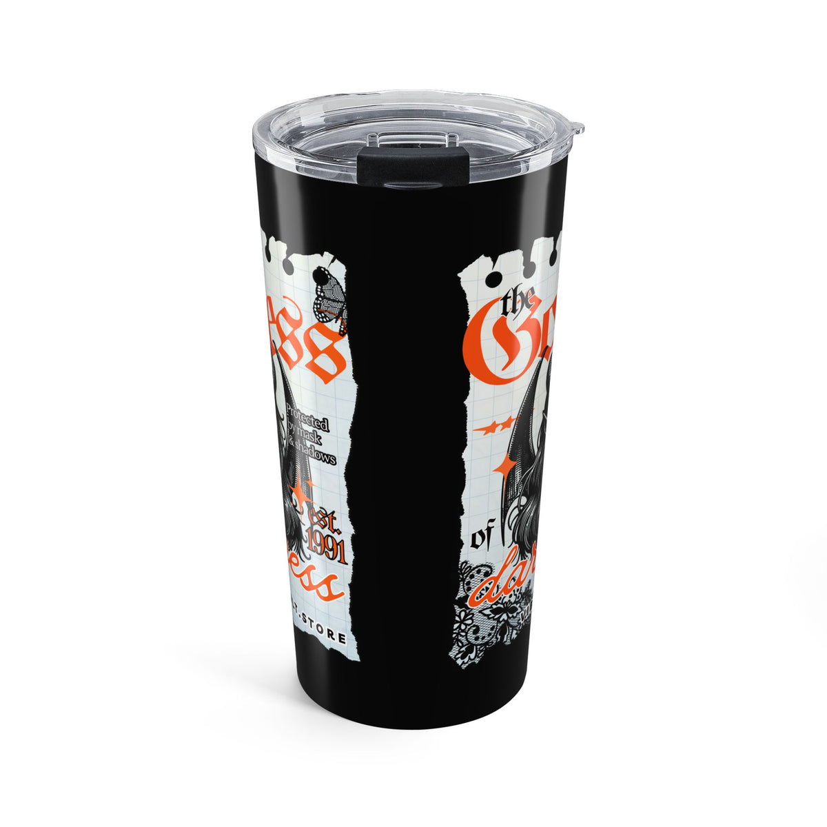 20oz Gothic Rock Travel Tumbler — Goddess Vintage Band Artwork— Halloween 2026