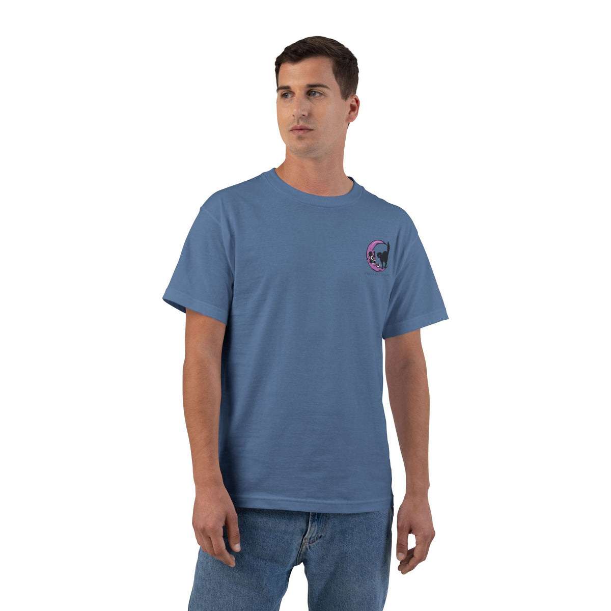 October Crescent Moon and Black Cat - T-shirt Top - Graphic Tee - Fall 2026