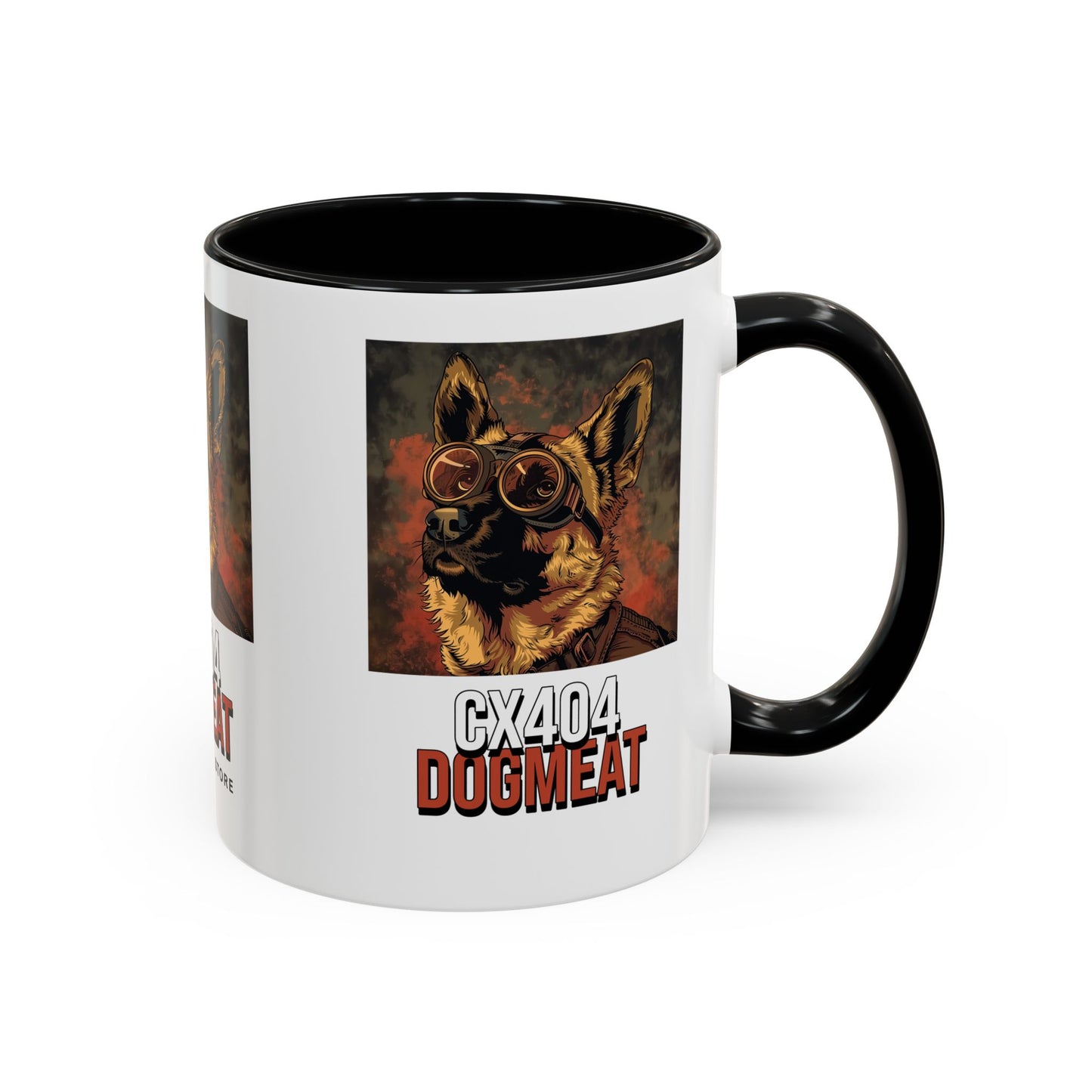 Dogmeat CX404 Accent Coffee Mug — Retro Pilot German Shepherd Gift (11/15oz)