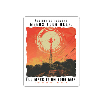 Fallout Preston Sticker — Vintage Radio Tower Die-Cut Decal