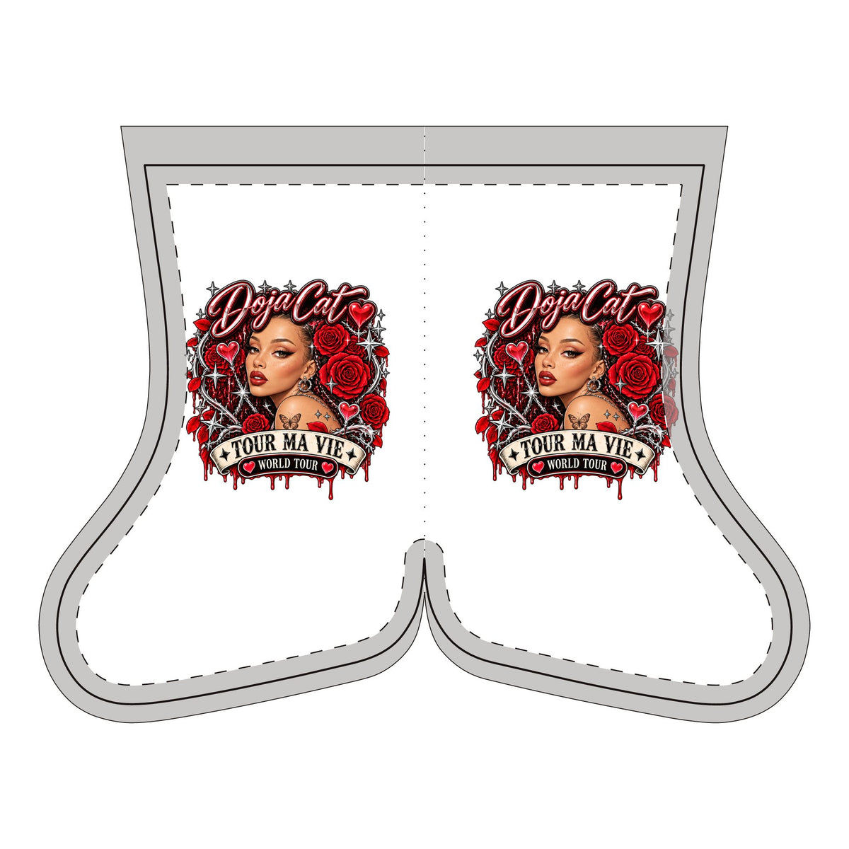 Red Roses Chrome Portrait Christmas Sock (Polyester)