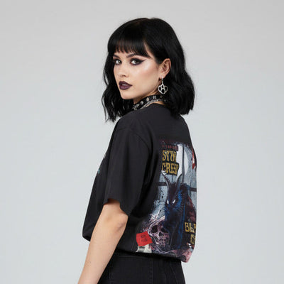 Black Cat "Stay Creepy"- T-shirt Top - Retro Graphic Tee - Fall Halloween 2026