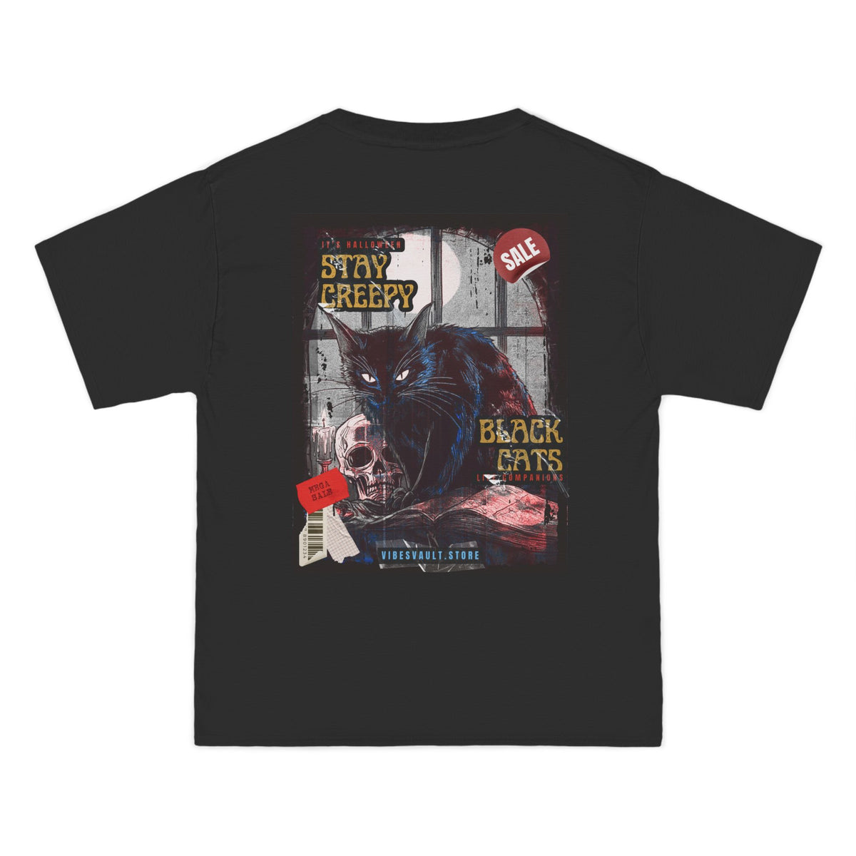 Black Cat "Stay Creepy"- T-shirt Top - Retro Graphic Tee - Fall Halloween 2026