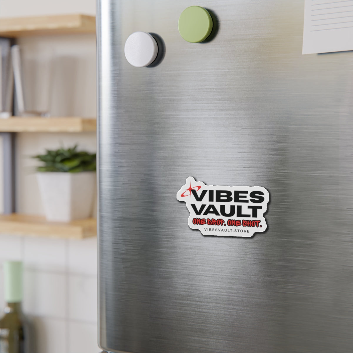 Vibes Vault Logo Magnets Refrigerator Decor with Starburst Die-Cut